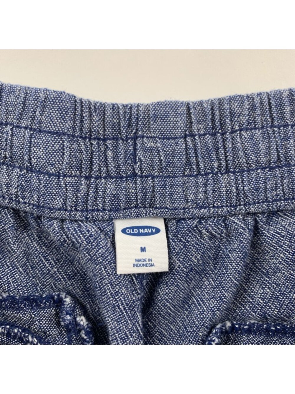 Old Navy Blue Chambray Linen Blend Pull On Shorts M - Picture 2 of 4
